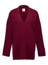 Paula Plunge-collar Sweater In Red