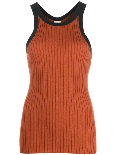 Paula Ribbed-knit Tank Top In Orange