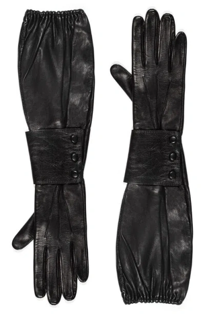 Paula Rowan Belle Leather Gaunlet Gloves In Black
