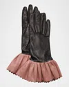 Paula Rowan Danielle 3 Flare Leather Gloves In Black Pink