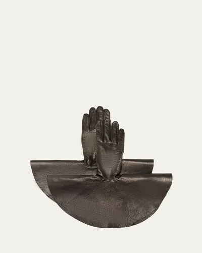 Paula Rowan Danielle 5 Flared Leather Gloves In Black