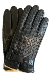 Paula Rowan Hamilton 2 Cashmere Lined Woven Leather Gloves In Black