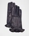 Paula Rowan Maddie Ruffle Leather Gloves In Navy