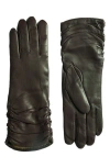 Paula Rowan Meggan Silk Lined Leather Gloves In Forest Green