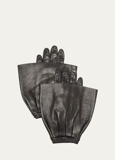 Paula Rowan Molly Leather Gloves With Flared Cuffs In Black