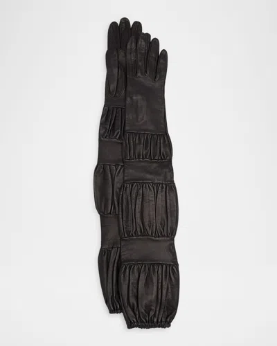 Paula Rowan Montserate Bubble Leather Gloves In Black