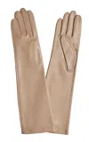 Paula Rowan Montserrat Leather Opera Gloves In Taupe