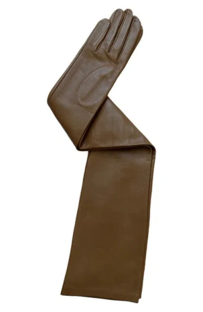 Paula Rowan Montserrat Long Leather Gloves In Taupe