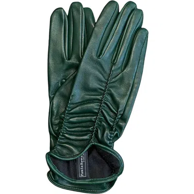 Paula Rowan Renee Ruched Leather Gloves In Light Green