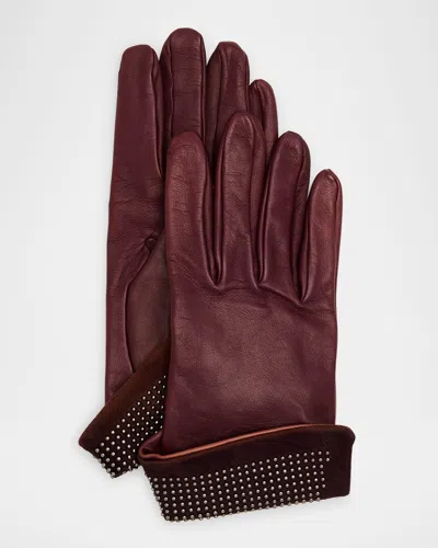 Paula Rowan Ronnie Studded Leather Gloves In Black
