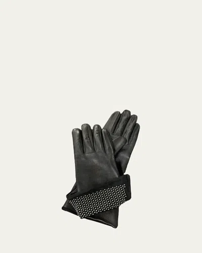 Paula Rowan Ronnie Studded Leather Gloves In Black