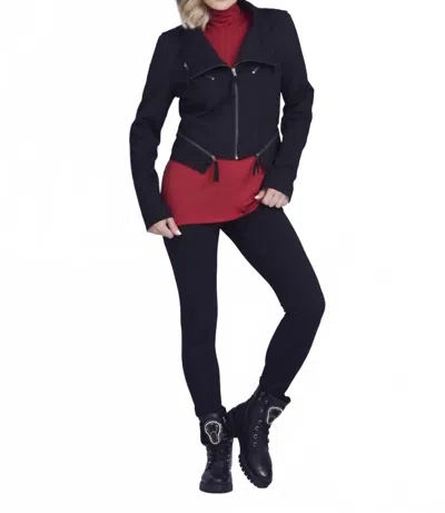 Paula Ryan Roma Zip Up Biker Jacket In Black