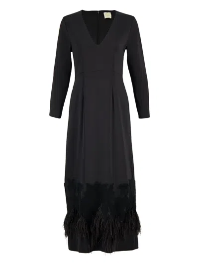 Paula Sakura Feathers Dress In Black