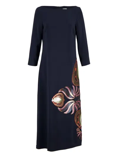Paula Sequin Embroidered Dress In Blue