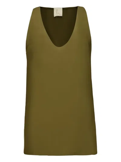 Paula Serena Silk Top In Green