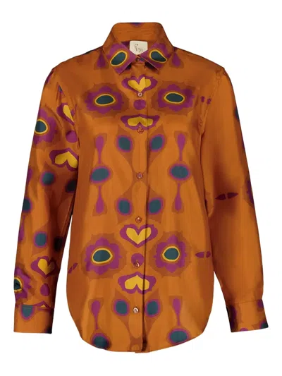 Paula Silk Shirt In Orange