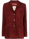 Paula Single-breasted Suede Blazer In Red