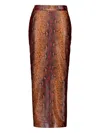 Paula Snake-effect Pencil Skirt In Brown