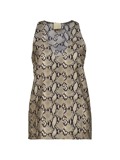 Paula Snakeskin-print Silk Tank Top In Multi