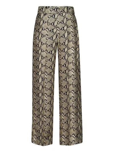 Paula Snakeskin-printed Twill Trousers In Gray