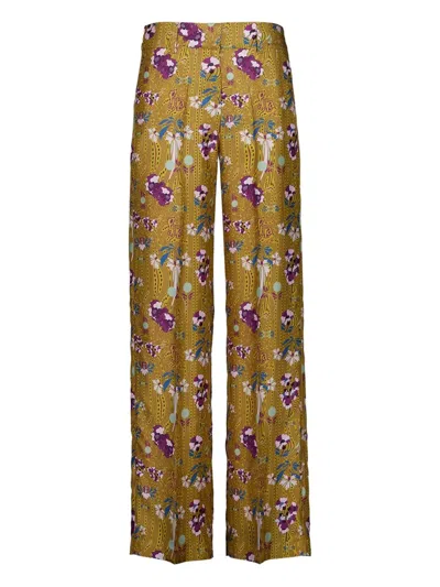 Paula Sonia Floral-print Wide-leg Trousers In Green