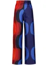 Paula Sonia Wave-print Silk Trousers In Blue
