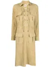 Paula Spread-collar Leather Midi Dress In Neutrals