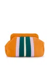 Paula Stripe Suede-panel Clutch Bag In Orange