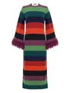 Paula Striped Bell-sleeve Midi Dress In Multi