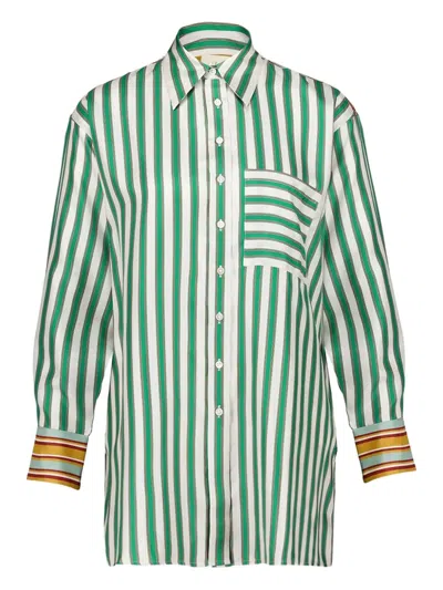 Paula Striped Button-up Shirt In Green
