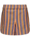Paula Striped Cotton Mini Shorts In Blue