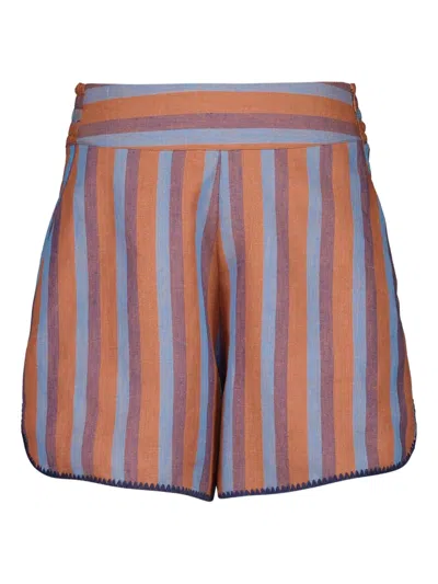Paula Striped Embroidered Shorts In Multi