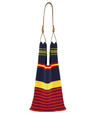 Paula Striped Knitted Tote Bag In Red