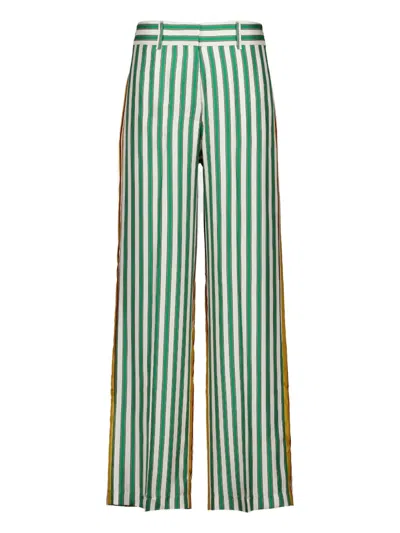 Paula Striped Silk Twill Trousers In Multi