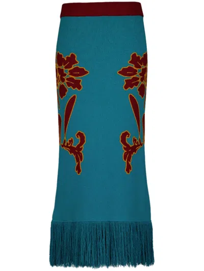 Paula Turner Jacquard Skirt In Green