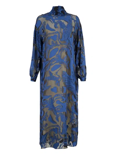 Paula Devoré-kleid Mit Rollkragen In Blue