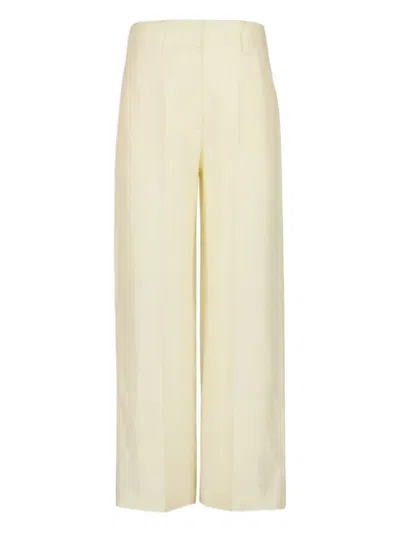 Paula Twill-panelled Silk Trousers In Neutral