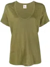 Paula U-neck Linen T-shirt In Green