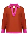 Paula V-neck Blouse In Orange
