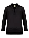Paula V-neck Long-sleeve Top In Black
