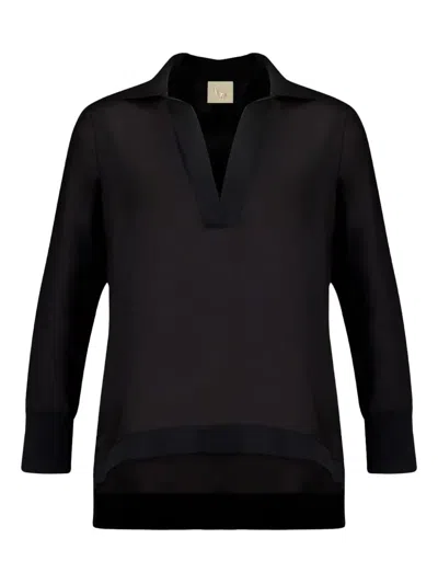 Paula V-neck Long-sleeve Top In Black
