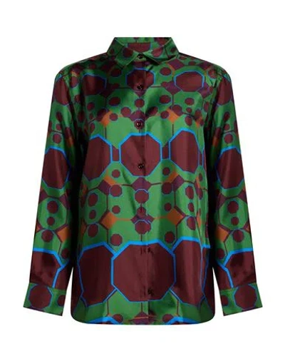 Paula Woman Shirt Green Size S Silk