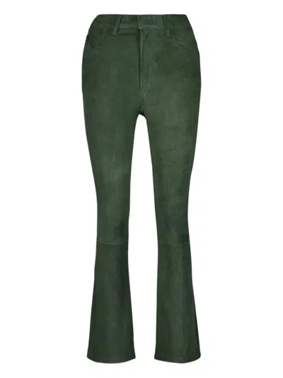 Paula Zircon Suede Flared Trousers In Green
