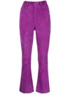 Paula Flared Suede Pants In Purple