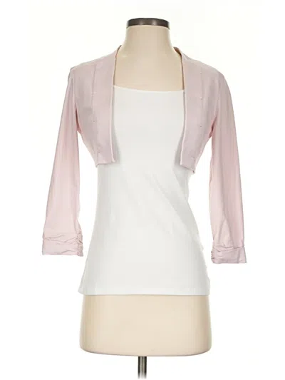 Pre-owned Paule Ka 3/4 Sleeve Top Pink Square Neckline Tops