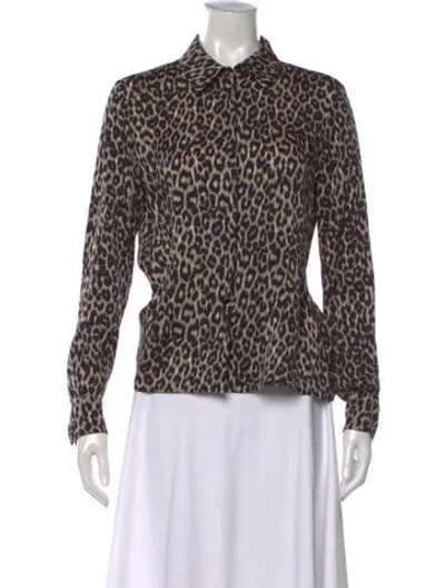 Pre-owned Paule Ka Animal Print Long Sleeve Blouse In Multi