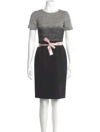 Pre-owned Paule Ka Bateau Neckline Knee-length Dress In Black