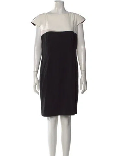 Pre-owned Paule Ka Bateau Neckline Knee-length Dress In Black