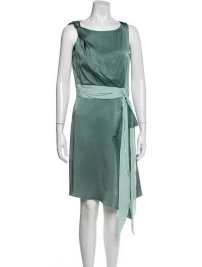 Pre-owned Paule Ka Bateau Neckline Knee-length Dress In Blue