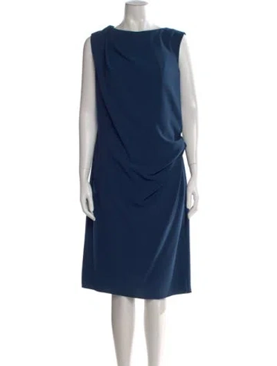 Pre-owned Paule Ka Bateau Neckline Knee-length Dress In Blue